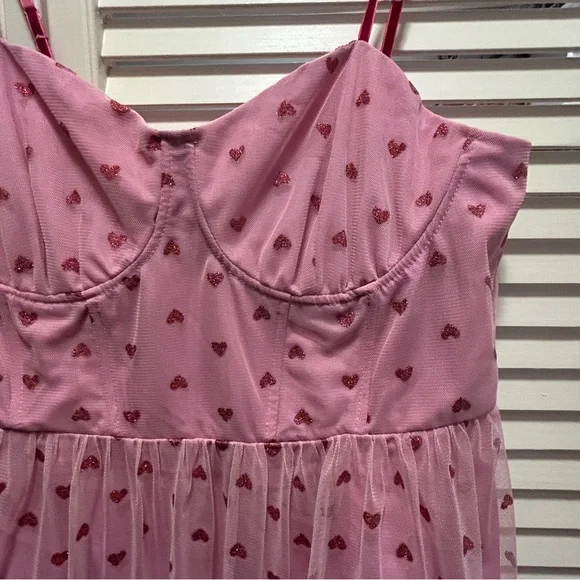 Betsey Johnson Pink Maxi Dress with Heart Print - Picture 2 of 4